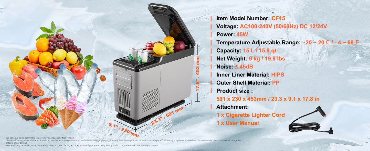 SucceBuy Portable Car Refrigerator Dual Zone Bluetooth Cooler RV