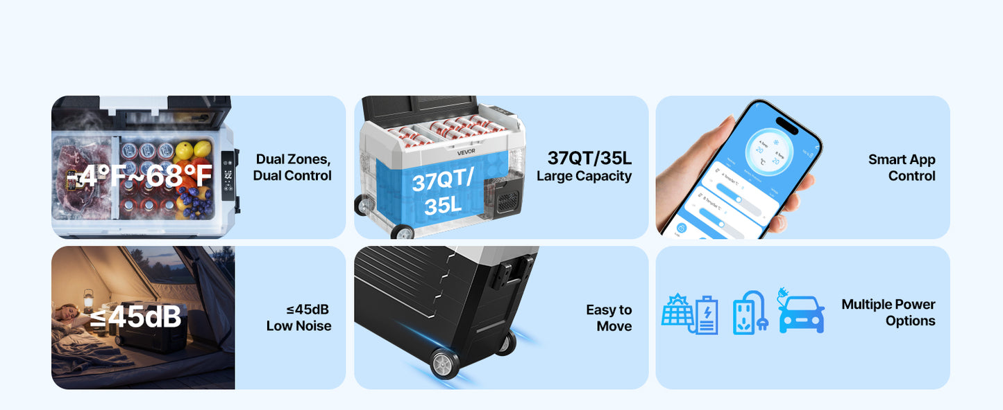 SucceBuy Portable Car Refrigerator With Wheels And App Control