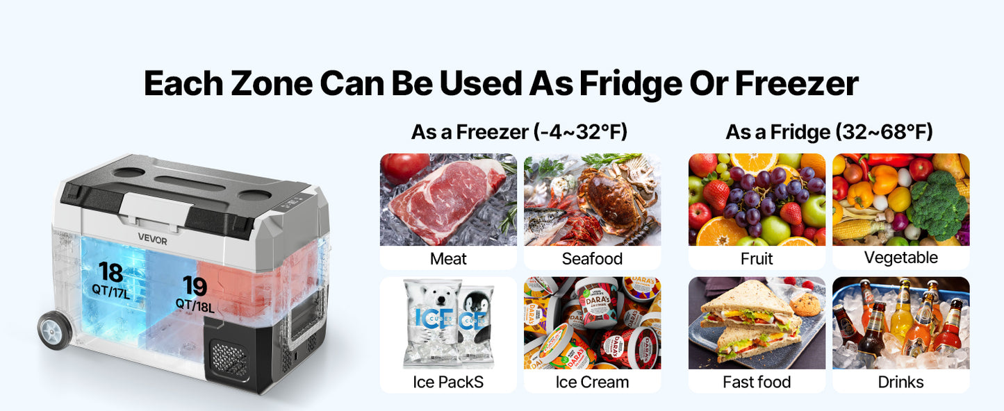 SucceBuy Portable Car Refrigerator With Wheels And App Control