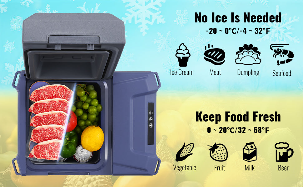 SucceBuy Portable Car Refrigerator Dual Zone Bluetooth Cooler RV