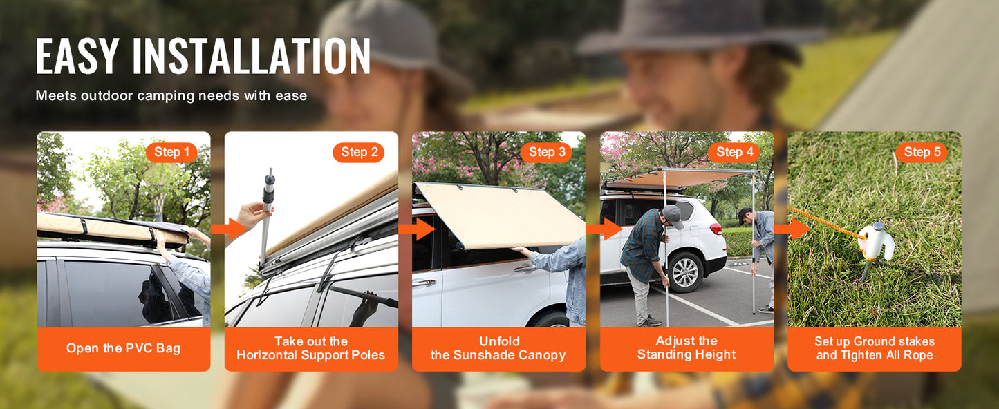 SucceBuy Vehicle Awning Retractable Car Side Shelter Waterproof Storage Bag