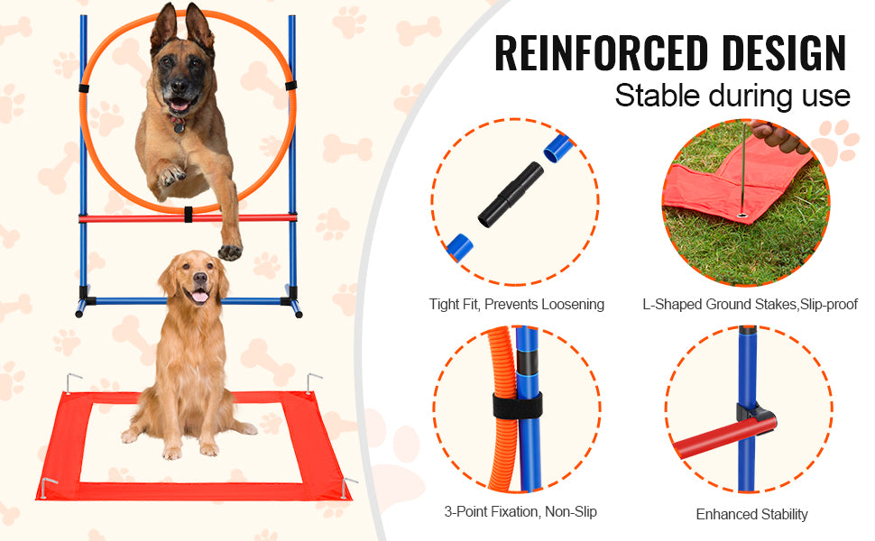 SucceBuy Dog Agility Training Equipment 4 Piece Set Adjustable Hurdles