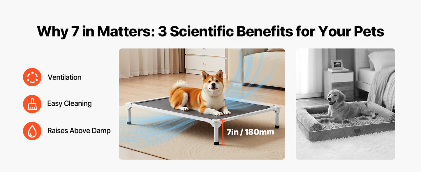SucceBuy Elevated Dog Bed Portable Aluminum Frame Breathable Textilene Mesh