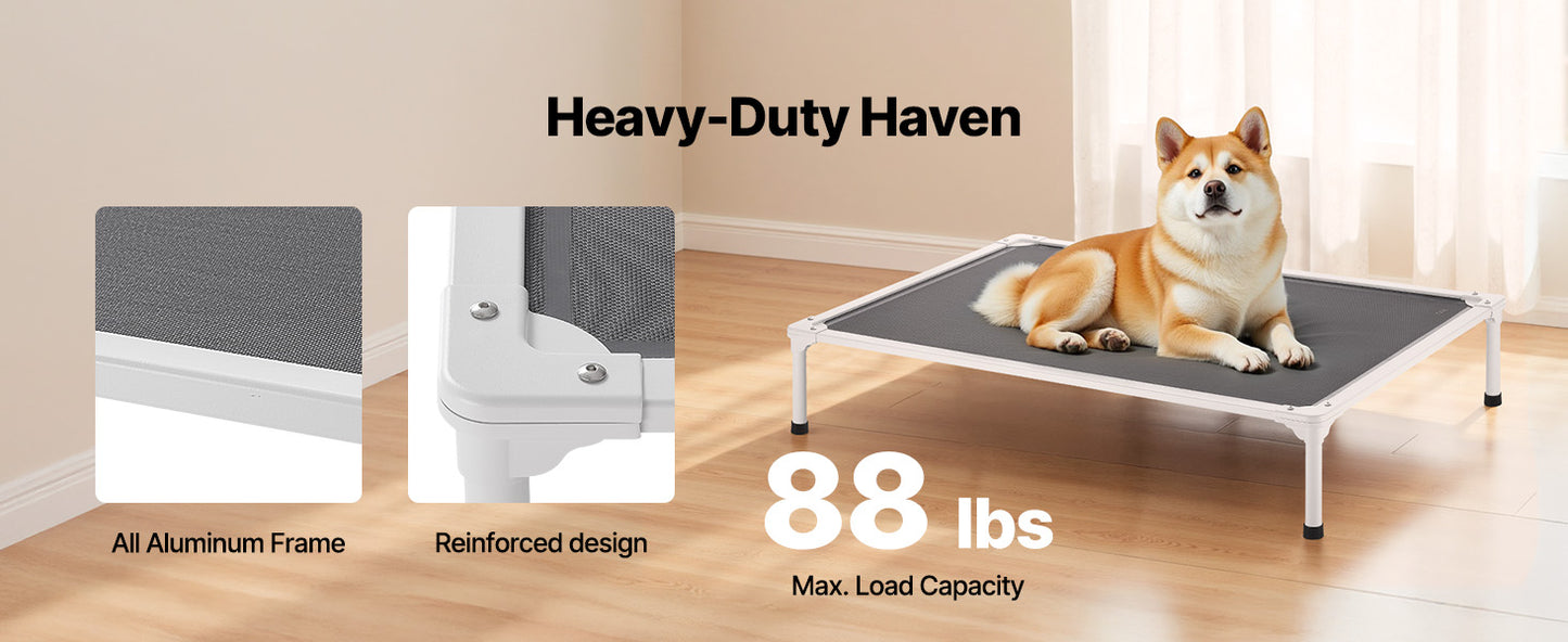 SucceBuy Elevated Dog Bed Portable Aluminum Frame Breathable Textilene Mesh