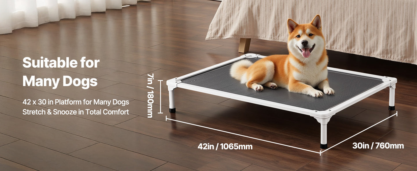 SucceBuy Elevated Dog Bed Portable Aluminum Frame Breathable Textilene Mesh
