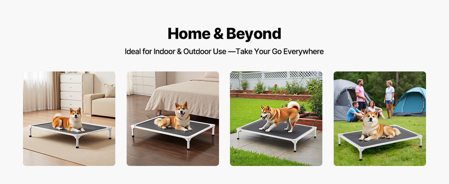 SucceBuy Elevated Dog Bed Portable Aluminum Frame Breathable Textilene Mesh