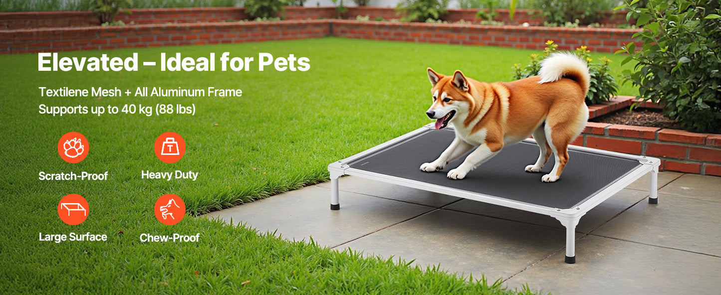 SucceBuy Elevated Dog Bed Portable Aluminum Frame Breathable Textilene Mesh