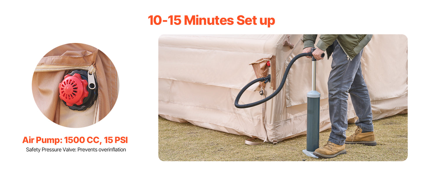 SucceBuy Easy Setup Inflatable Camping Tent Hand Pump Stove Jack