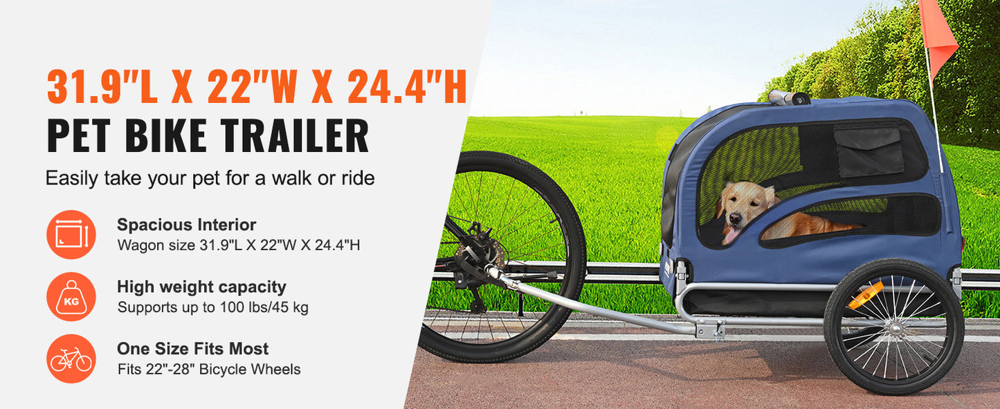 Pet Bicycle Carrier Trailer For Dogs, Foldable And Easy Storage