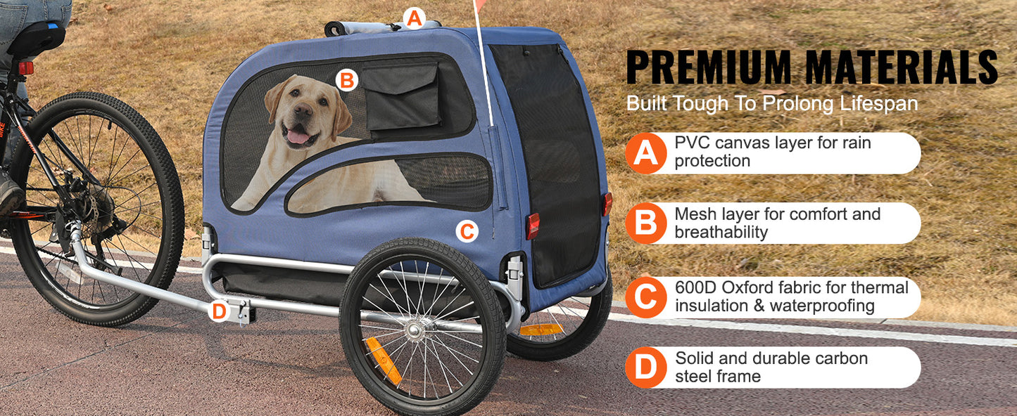 Pet Bicycle Carrier Trailer For Dogs, Foldable And Easy Storage