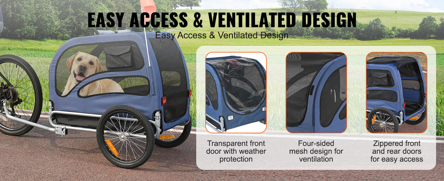 Pet Bicycle Carrier Trailer For Dogs, Foldable And Easy Storage