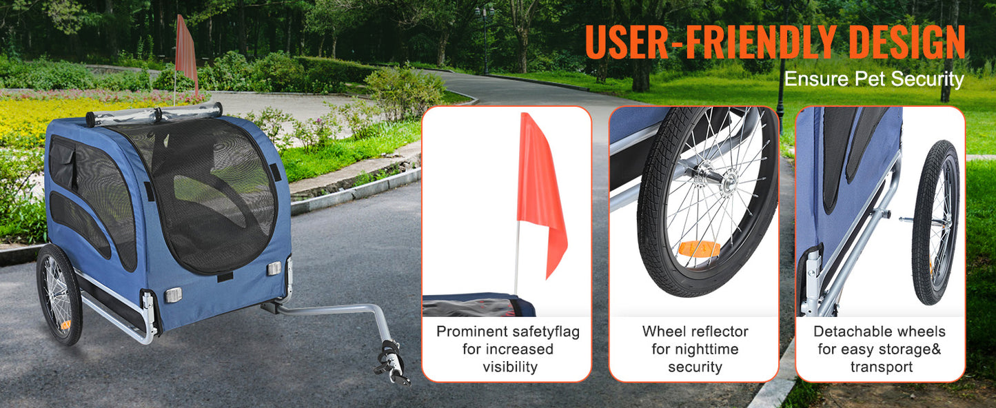Pet Bicycle Carrier Trailer For Dogs, Foldable And Easy Storage