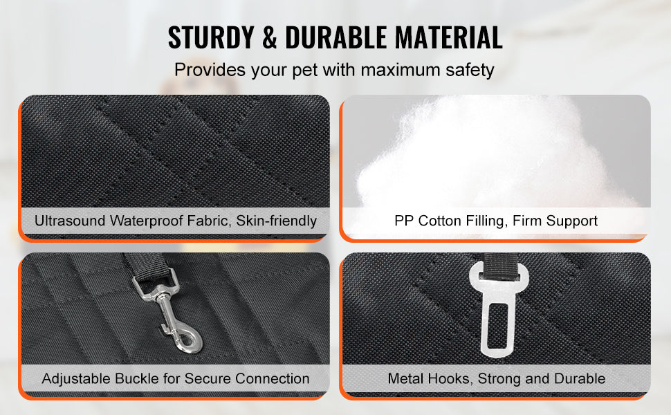 SucceBuy Dog Car Seat Waterproof Booster With ClipOn Leash