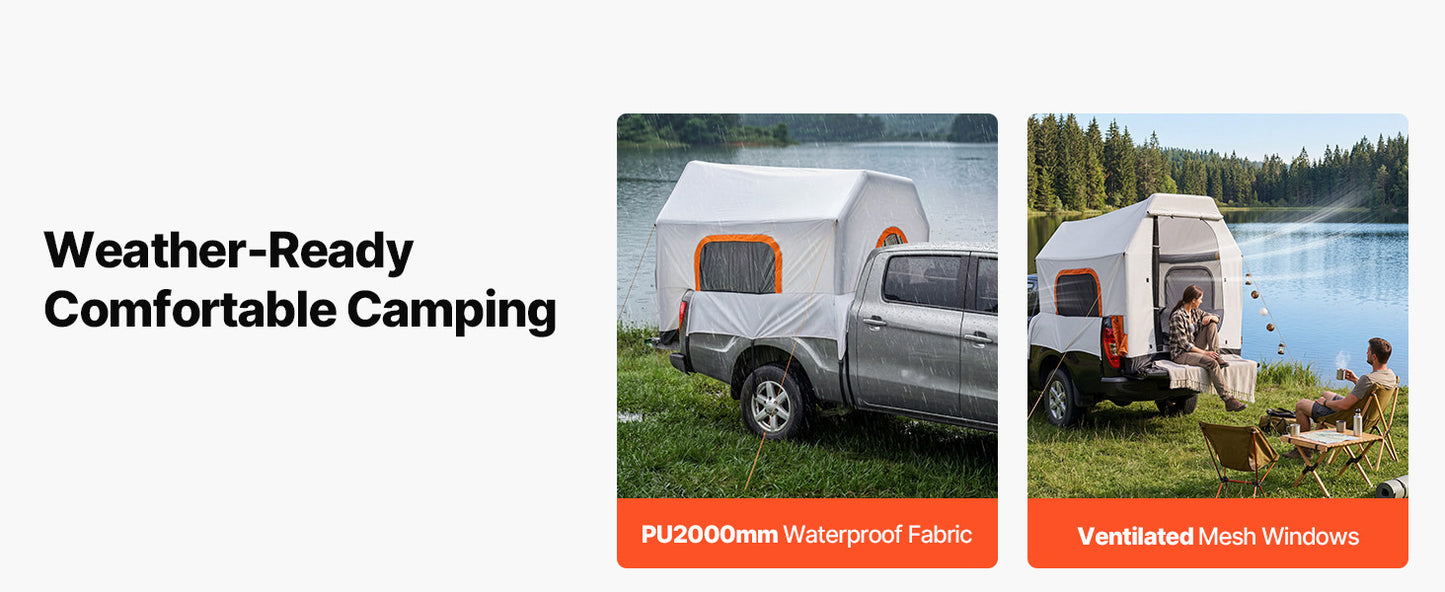 SucceBuy Inflatable Truck Bed Tent Three Season Ventilated Mesh Windows Hiking