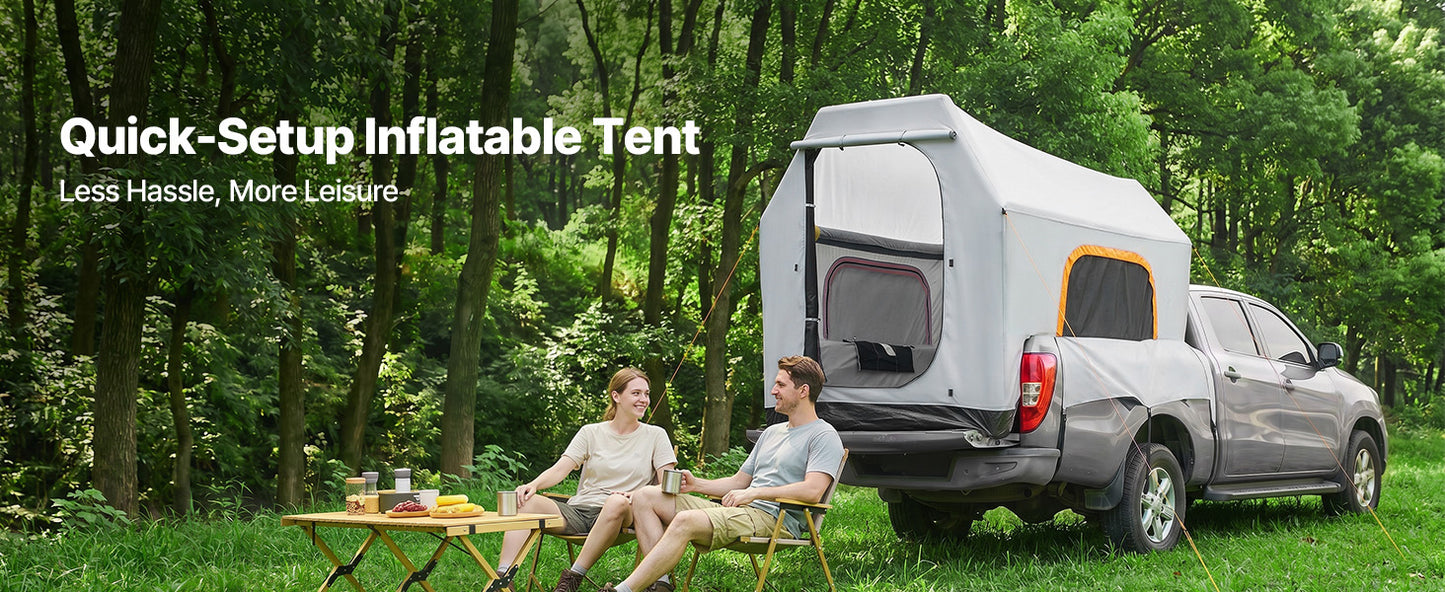 SucceBuy Inflatable Truck Bed Tent Three Season Ventilated Mesh Windows Hiking