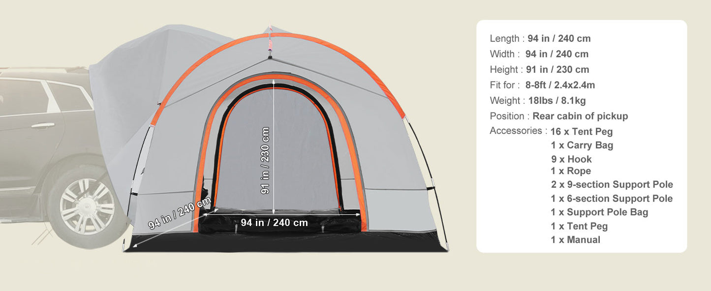 SucceBuy SUV Camping Tent Rear Attachment For Van Hatch Tailgate