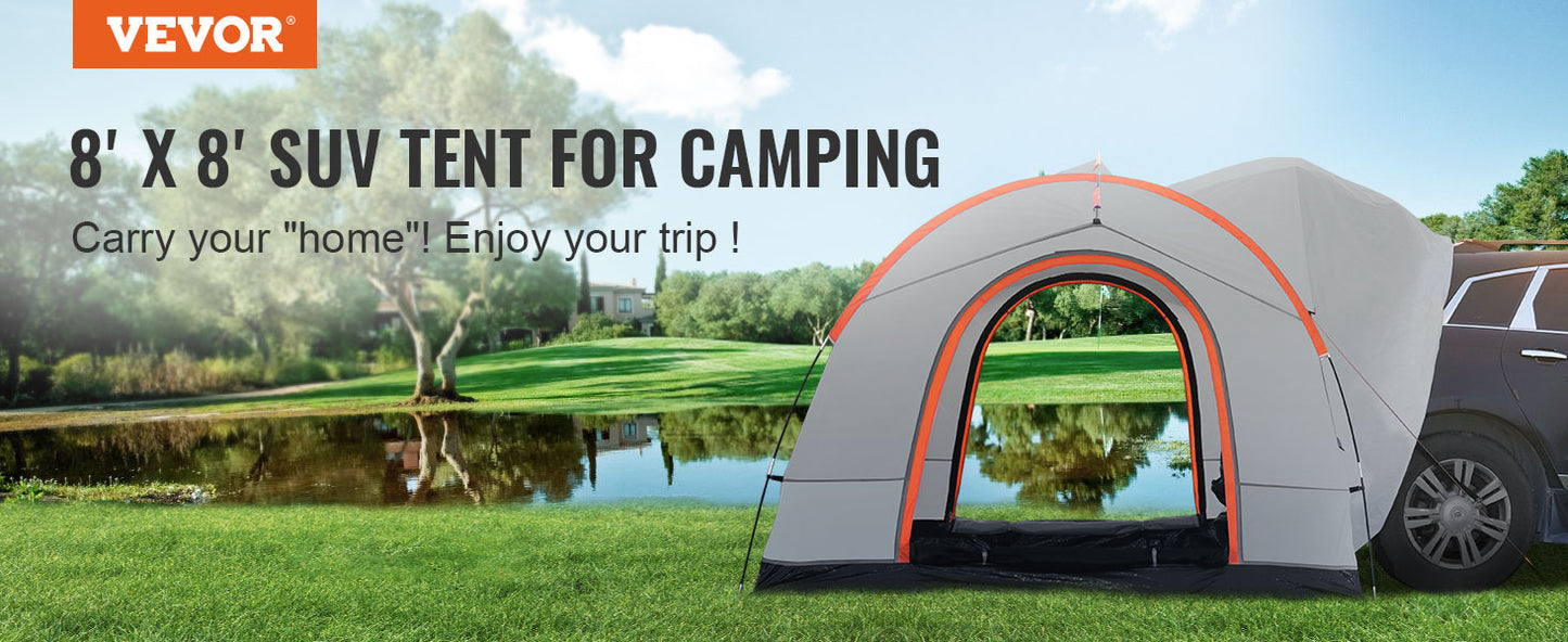 VEVOR SUV Camping Tent8'-8'SUV Tent Attachment for Camping  PU2000mm Double Layer Truck Tent Rear Tent for Van Hatch Tailgate