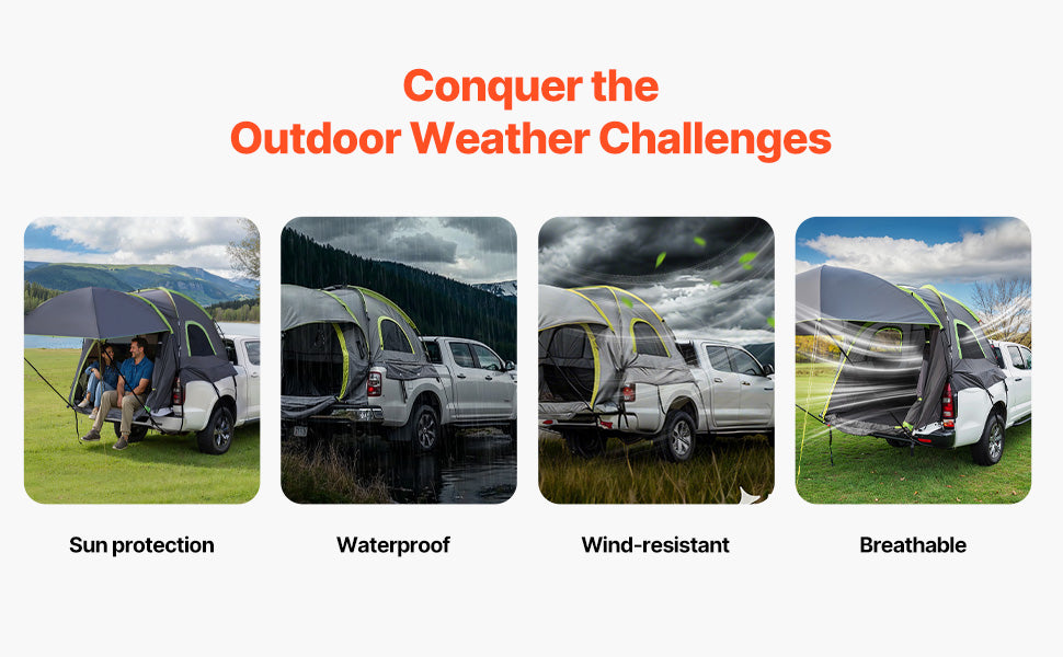 SucceBuy Pickup Truck Tent for Camping Waterproof PU2000 With Awning