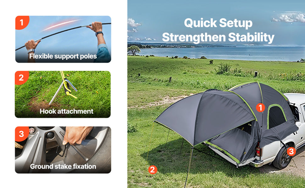 SucceBuy Pickup Truck Tent for Camping Waterproof PU2000 With Awning